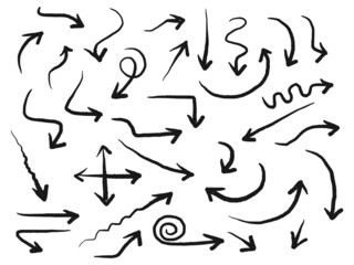 hand drawn Arrows icons Set. arrow icon with various directions. Doodle vector illustration. isolated on a white background