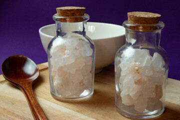bowl and bottle with sea salt
