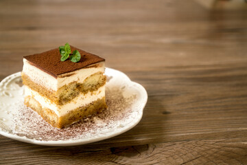 Fresh Tiramisu Cake, white background