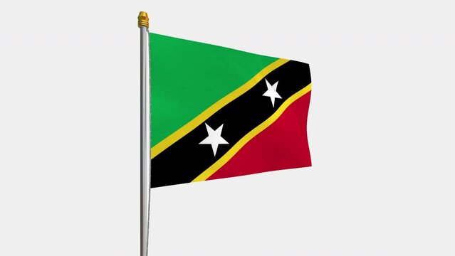 A loop video of the Saint Kitts and Nevis flag swaying in the wind from the left perspective.
