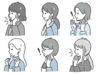 驚く若い女性の横向き上半身セット（仕事向きの服装）