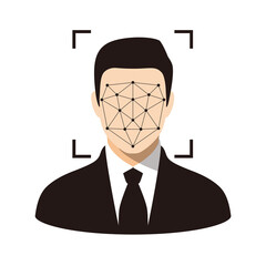 Face ID, facial Recognition System concept icons, biometric identification, personal verification, simple vector illustration