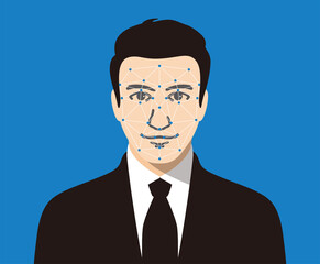 Face ID, facial Recognition System concept icons, biometric identification, personal verification, simple vector illustration