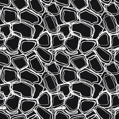 Abstract seamless pattern in camouflage style. Natural texture. Black and white ornament.