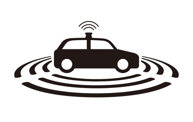 Green electric self-driving car icon
