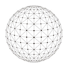 Polygon mesh sphere, thin line, vector illustration
