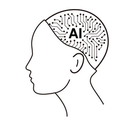 circuit board in the Cyborg head, Artificial intelligence of digital human. vector illustration