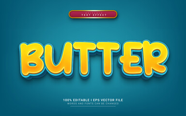 butter cartoon 3d style text effect