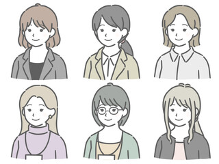 若い女性の斜め向き上半身セット（仕事向きの服装）