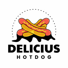 delicious hotdog logo design template