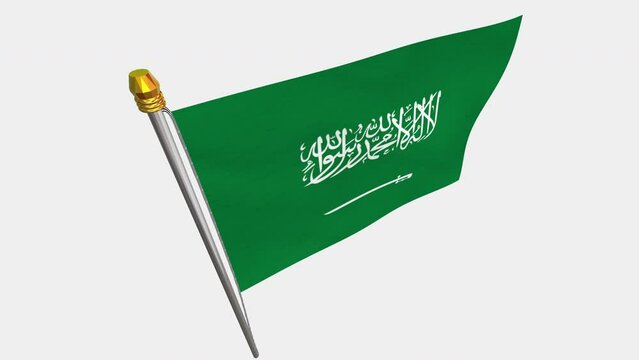 A_loop_video_of_the_Saudi_Arabia_flag_swaying_in_the_wind_from_a_diagonally_upper_left_perspective.