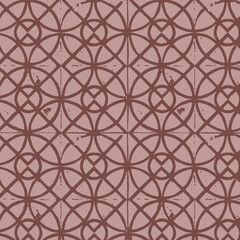 Antique tile repeating pattern background in desert pink and copper red, or terra cotta color.