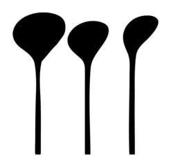 3 golf club silhouette graphic on a white background.