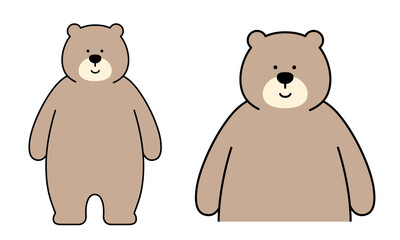 普通に立っている熊のキャラクターの全身イラスト素材。