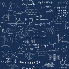 hand drawn physics formula science knowledge education chemistry and physics formula Mathematics And Physics Vector blue background hand drawn line math and physics formulas