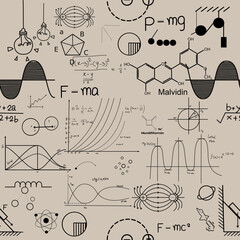 hand drawn physics formula science knowledge education chemistry and physics formula math and physics vector gray background hand drawn line math and physics formulas