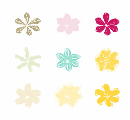 flower textured  vector design elements set
