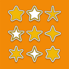 Set of stars in style cartoon. Collection of stars icon elements for decor. Vector illustration.
