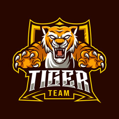 tiger mascot esport logo vector illustration