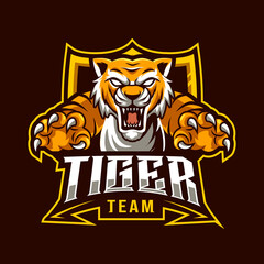 tiger mascot esport logo vector illustration © Ilhustrator