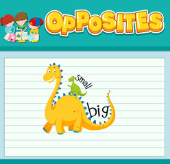Education word card of English opposites word