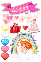 Valentine theme with cupid and rainbow music