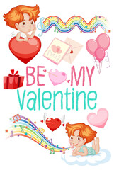 Valentine theme with cupid and rainbow