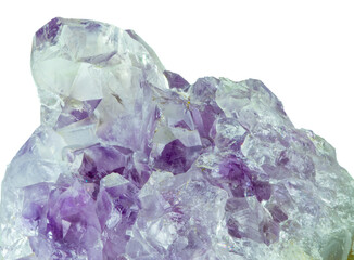 Crystals of quartz and amethyst in a geode