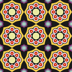 Oval Floral Ceramic Tile Seamless Pattern