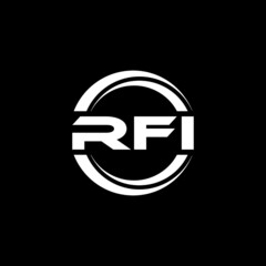 RFI letter logo design with black background in illustrator, vector logo modern alphabet font overlap style. calligraphy designs for logo, Poster, Invitation, etc.