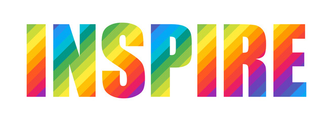 Fototapeta Inspire Colorful Rainbow Typography Lettering Word Design. Concept for Logo Card Poster Print obraz