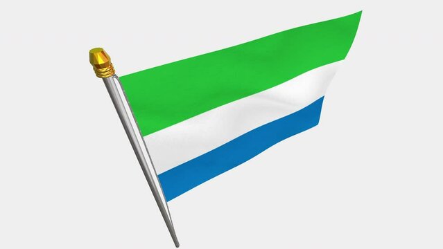 A_loop_video_of_the_Sierra_Leone_flag_swaying_in_the_wind_from_a_diagonally_upper_left_perspective.