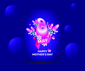 Mothers day background with blue bubbles