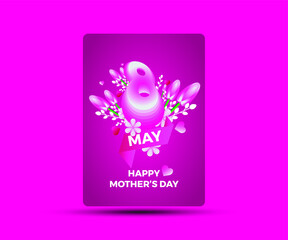 happy Mother's day pink background with flowers