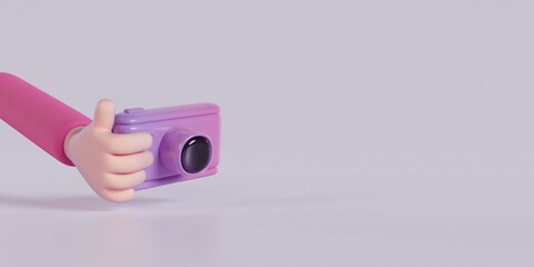 Hand Holding Gradient Color Camera 3d Illustration
