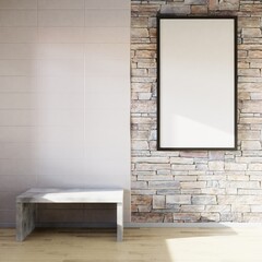Empty Frame in Room 3d Render Picture