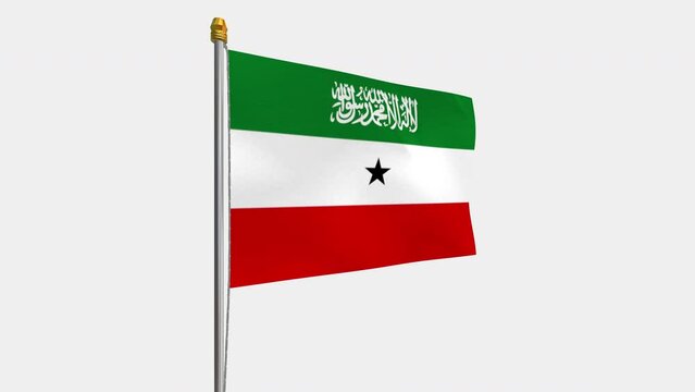 A loop video of the Somaliland flag swaying in the wind from the left perspective.