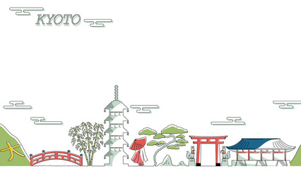 美しい京都の街並みのバナー - obrazy, fototapety, plakaty