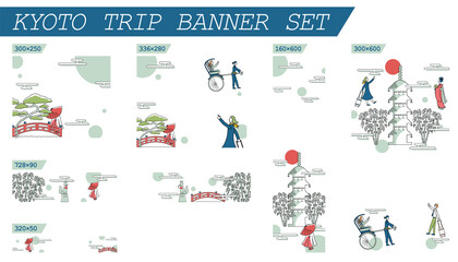 Fototapeta premium 京都旅行のバナーセット