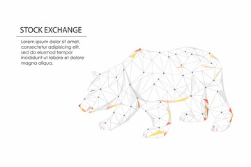 Bear market downtrend. Stock Exchange and concept of a trading chart. Low poly, wireframe illustration. Abstract polygonal image on white background
