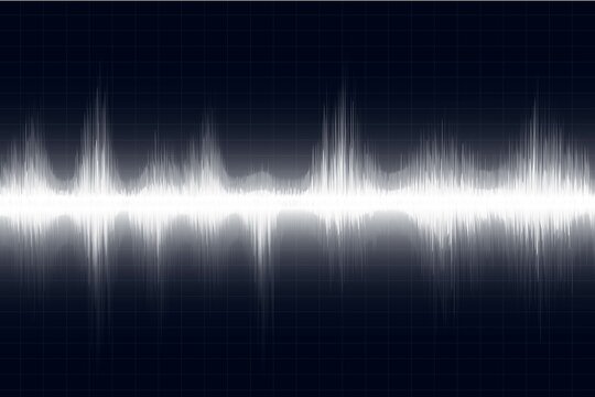 Hi tech futuristic sound waves oscillating glow light. in white color design layout background