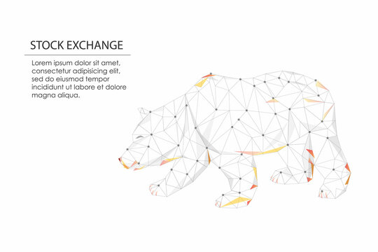 Bear market downtrend. Stock Exchange and concept of a trading chart. Low poly, wireframe illustration. Abstract polygonal image on white background