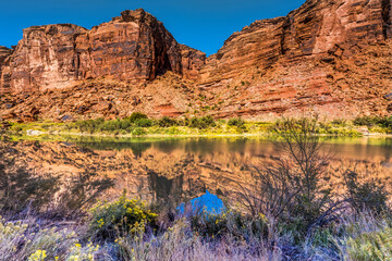 Colorado River Rock Canyon Reflection Moab Utah