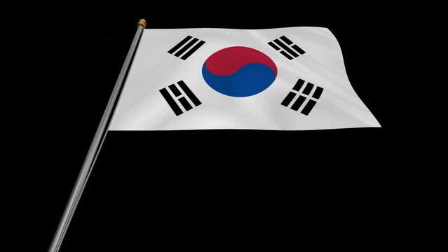A_loop_video_of_the_South_Korea_flag_swaying_in_the_wind_from_below.