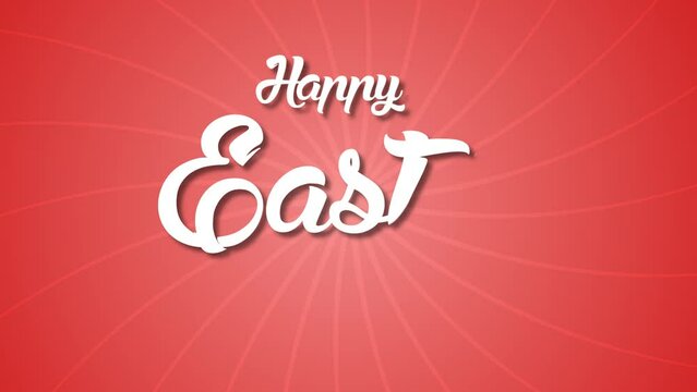 Happy Easter day overwriting text coming from. Red backdrop 4K Video motion graphic animations