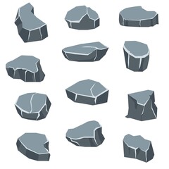rock of mountain in isometric collection, beautiful set of stones in various shapes