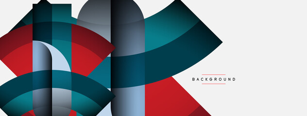 Fototapeta premium Geometric abstract background. Round shapes, circles, lines composition for wallpaper banner background or landing page