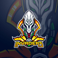 Alien invaders gaming vector mascot avatar