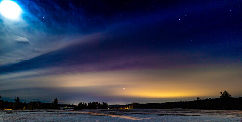 pano of pasture at night