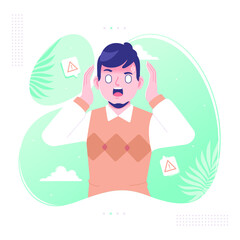 panic and shocked expression character design